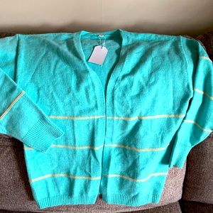 Vibrant aqua cardigan sweater LS size 2XL
